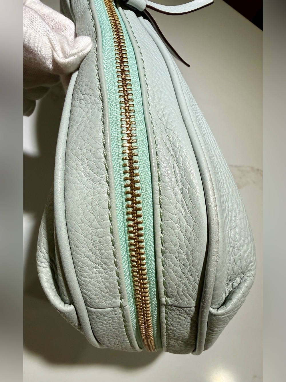 KATE SPADE Leather Cobble Hill Expandable Ella Crossbody/Shoulder bag Mint Green - Picture 13 of 16